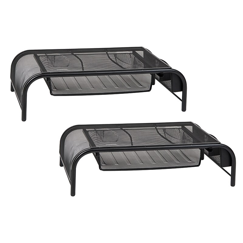 Mind Reader Monitor Stand, Holds Up to 33 lbs., Black, 2/Pack (2MESHMON-BLK) image 1