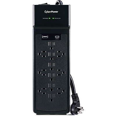 CyberPower 12-Outlet 2-USB Port Surge Protector, 6’, 3000 Joules, Black (CSP1206UC) Sansujyuku sansujyuku.com