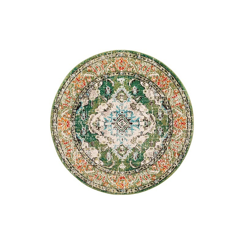 Safavieh Monaco Collection 8' Round Indoor Area Rug, Machine Made, Forest Green/Light Blue (MNC243F-8R) image 1