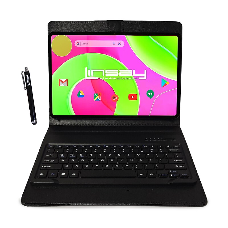 LINSAY F12 Series 11.97" Tablet, Wi-Fi, 256GB eMMC Android 15 with Black Style Keyboard Case and Stylus Pen (F12XKBLACKP) image 1