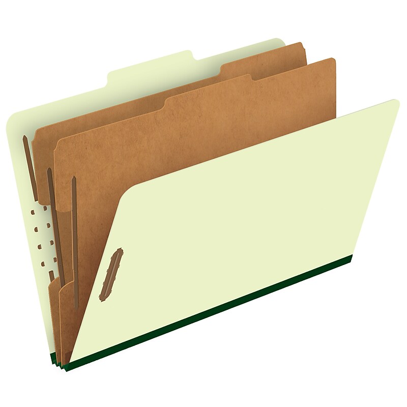 Pendaflex Pressboard Classification Folder, 2-Dividers, 2 1/2" Expansion, Legal Size, Light Green, 10/Box (17176EE) image 1
