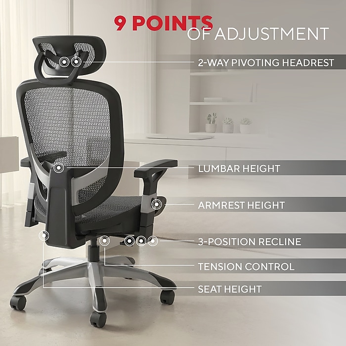 Staples Hyken Ergonomic Mesh Swivel Task Chair, Black (ST63137