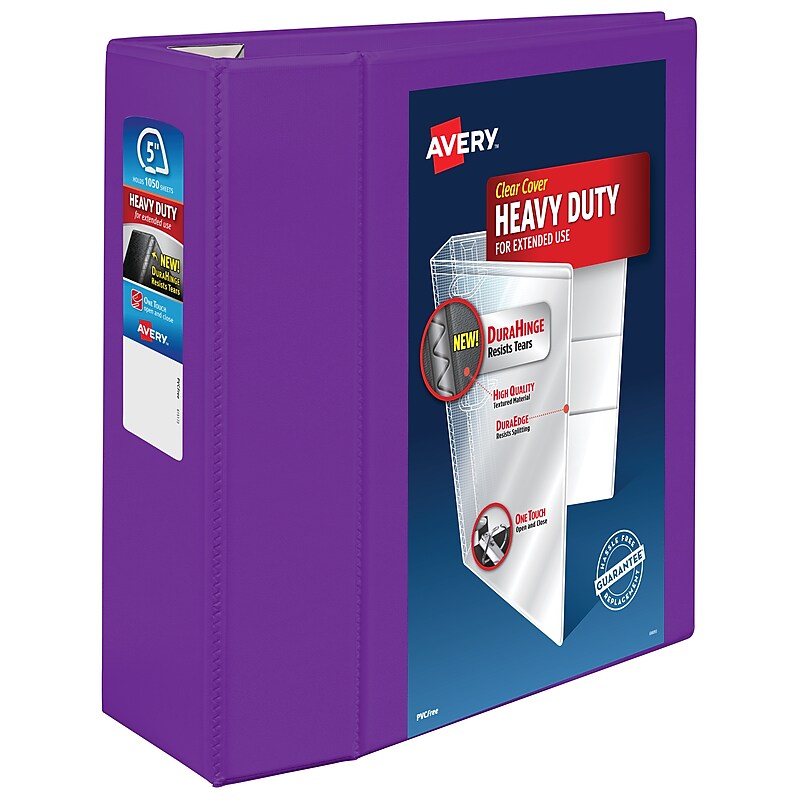 Avery Heavy Duty 5" 3-Ring View Binders, D-Ring, Purple (79816) image 1