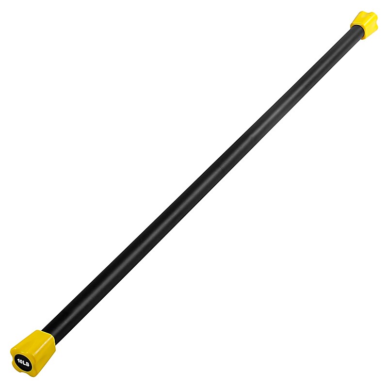 Jfit 10lb. Weighted Workout Bar with Rubber Pad, Black/Yellow (J-RPWB10) image 1