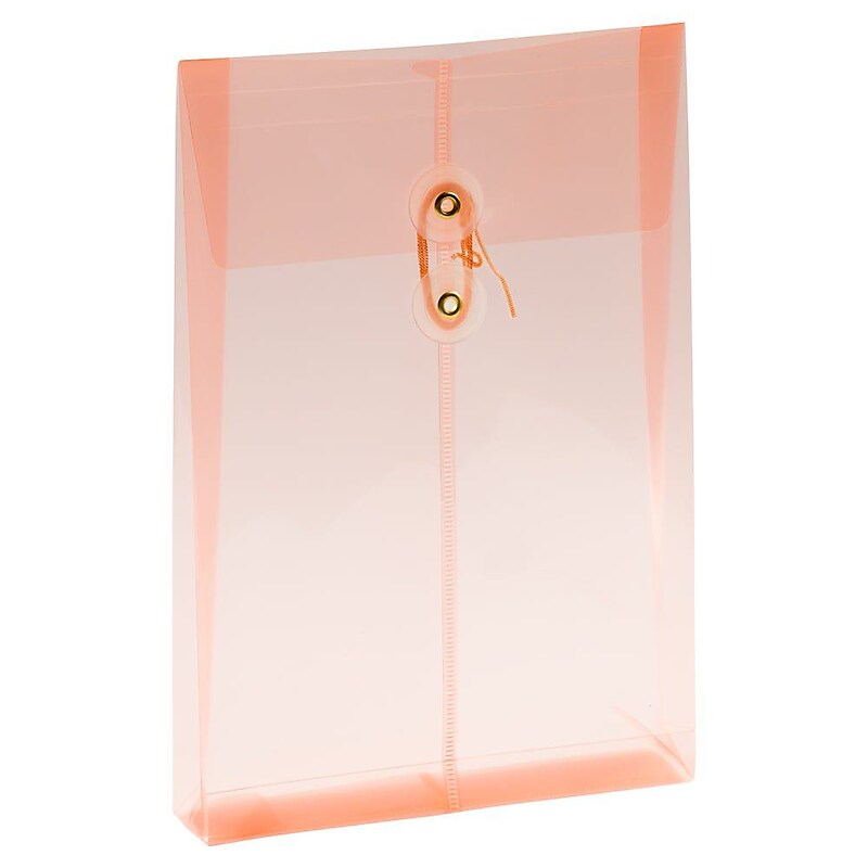 JAM Paper Premium Plastic Filing Envelope, Peach, 3/Pack (33630PCHX3) image 1