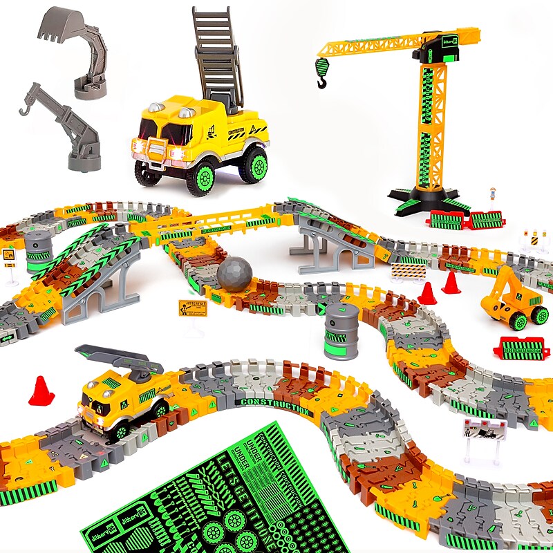 JITTERYGIT Construction Race Track Site Toy Set, 182 Pieces/Pack (CONSTRUKTOR-TRACK-GID -YELLOW) image 1