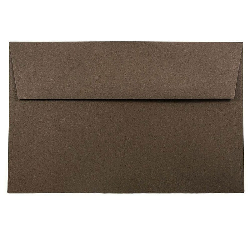 JAM Paper A9 Booklet Envelope 5 3/4" x 8 3/4", Chocolate Brown, 100/Pack (32311328d) image 1
