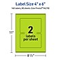 Avery Laser/Inkjet Multipurpose Rectangle Labels, 4" x 6", Bright Green, 160/Box (94278)~#|#~EA399288-6555-4F37-979D74466CBA59BD_sc7
