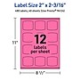 Avery Laser/Inkjet Arched Square Multipurpose Labels, 2" x 2-3/16", Bright Pink, 480/Pack (94124)~#|#~EA47440D-3A43-4C0B-A7917B4006FE731F_sc7