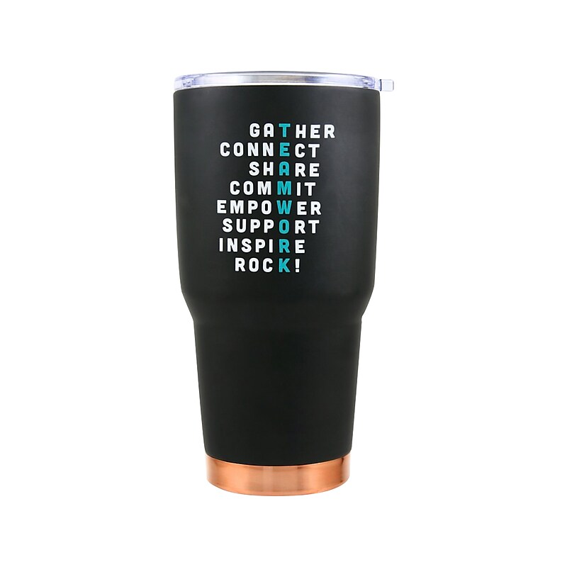 Baudville Big Sip Teamwork Crossword Tumbler, Black, 30 Oz. (93026) image 1