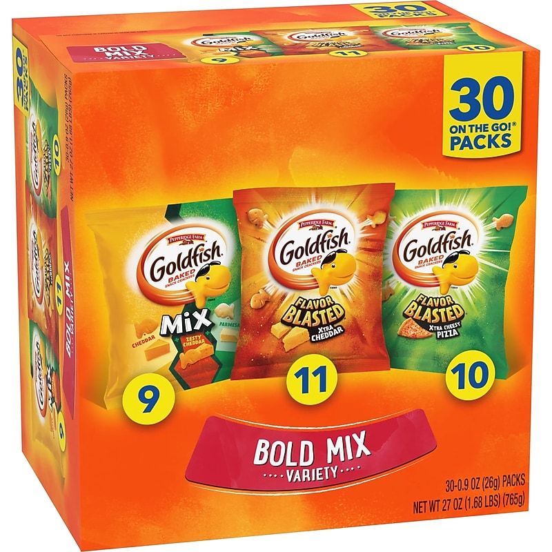 Goldfish Bold Mix Cheese Crackers Variety Pack, 27 oz., 30 Bags/Box (CAM05137) image 1