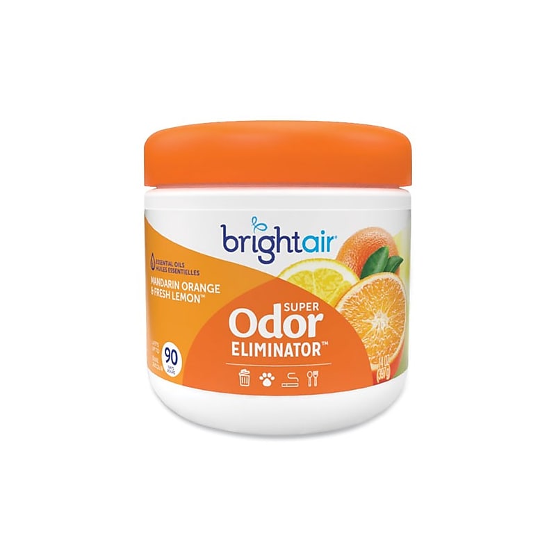 Bright Air Super Odor Eliminator Air Freshener & Deodorize Gel, Mandarin Orange & Fresh Lemon Scent, 14 oz., 6/Carton (900013) image 1