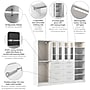 Bestar Florence Walk-In Closet Organizer System, 16 Shelves, 8 Drawers, 100"W x 25"D, White (127622-000017)~#|#~EA569630-8BE5-4072-94CF10DDD3D2D3F2_sc7