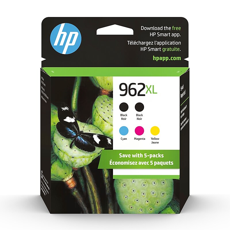 HP 962XL Black/Cyan/Magenta/Yellow High Yield Ink Cartridges, 5/Pack (6ZA57AN) image 1