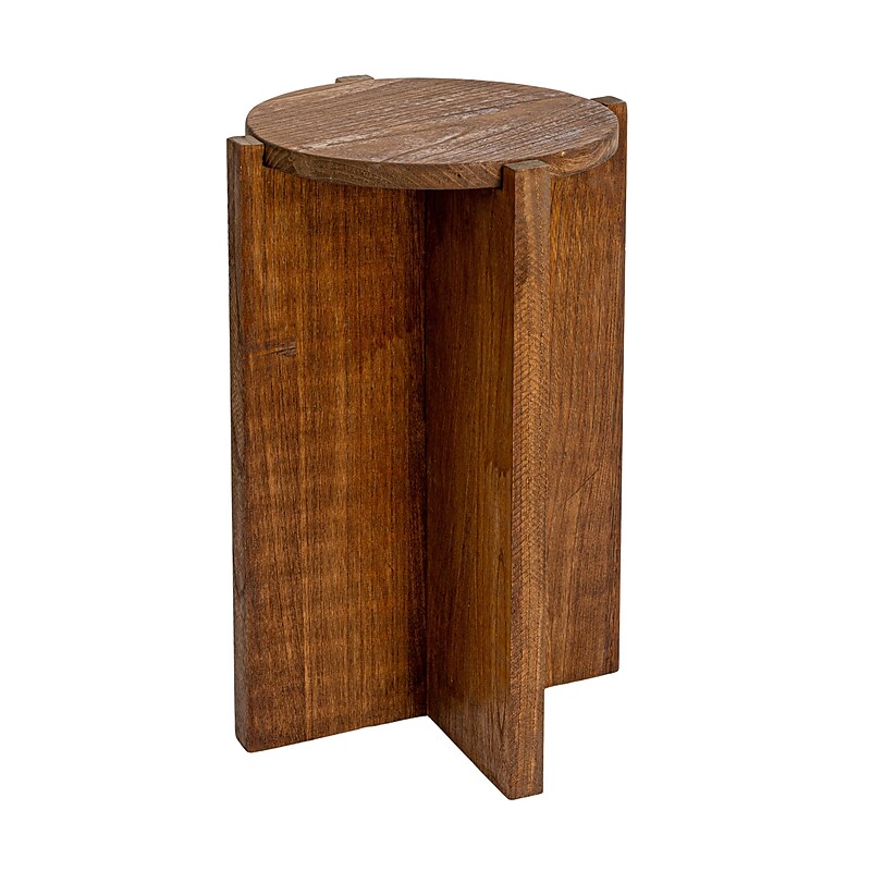 Storied Home Paulownia Wooden Round Accent Table, Brown (EC1710) image 1