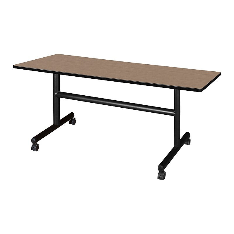 Regency Kobe Flip Top 60"W x 30"D Rectangular Training Room Table, Laminate, With Wheels, Noble Oak (MKFT6030NO) image 1