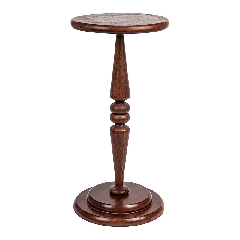 Storied Home Bishop Pedestal Cocktail Side Table, Dark Chestnut (EC1433) image 1