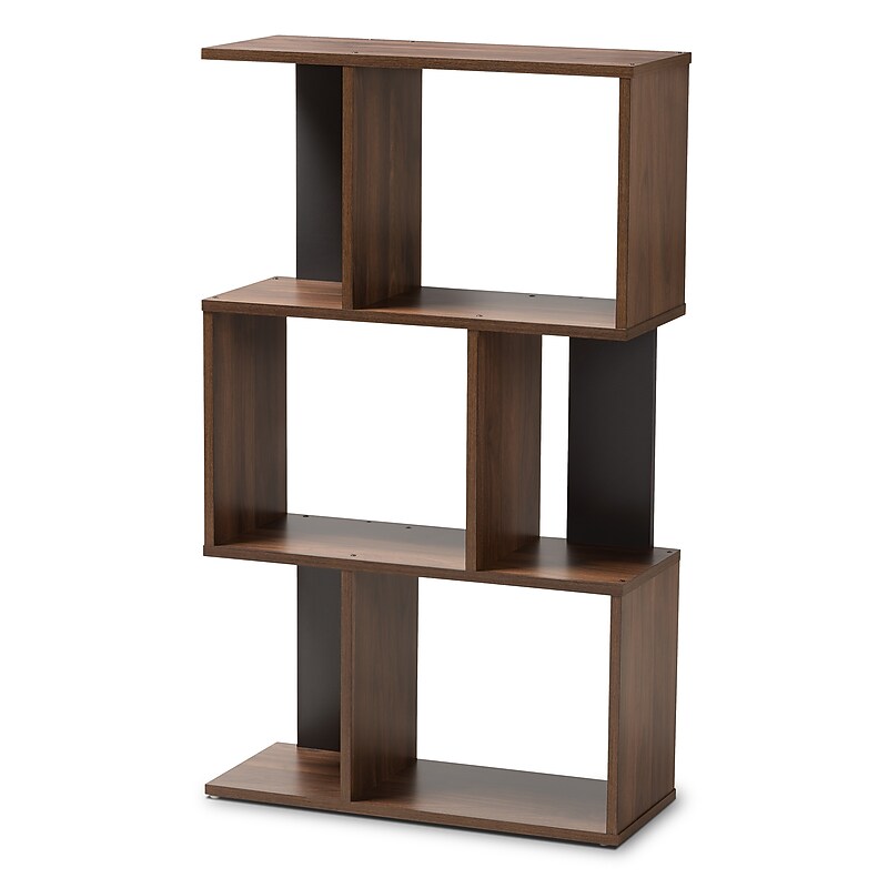 Baxton Studio Legende 40"H 4-Shelf Bookcase, Walnut Brown/Dark Grey (148-8257-HiT) image 1