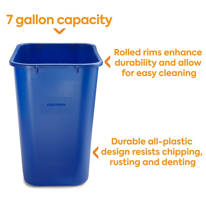 STAPLES Plastic Blue Recycling Container 7 Gal. | Staples