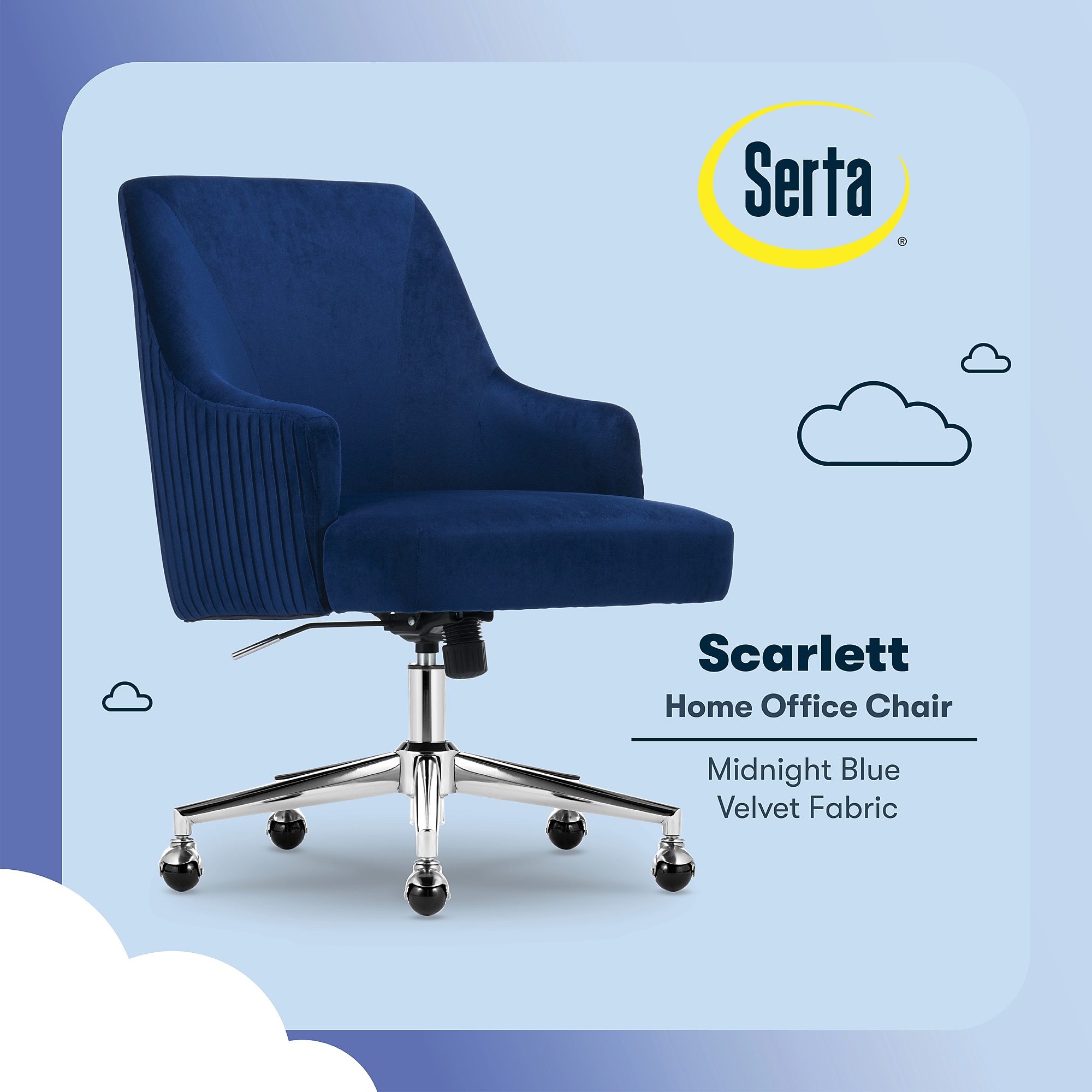 Serta Scarlett Ergonomic Velvet Swivel Computer and Desk Chair, Midnight Blue (CCHR10011C) Sansujyuku sansujyuku.com