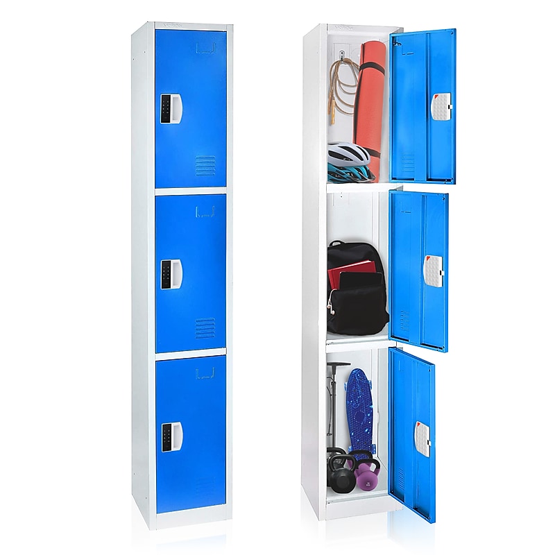 AdirOffice 72"H 3-Tier Blue Storage Locker (ADI629-203-BLU-DL) image 1
