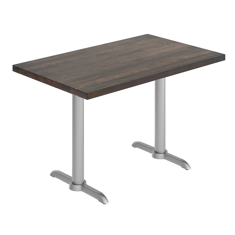 Flash Furniture Bennett Wooden Commercial Indoor Table, 48" x 30", Dark Brown Top/Silver Base (GSF3048DBT0522S) image 1