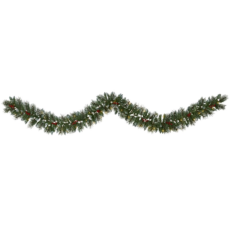 Nearly Natural Frosted Swiss Pine Artificial Garland, 9' (W1102) image 1