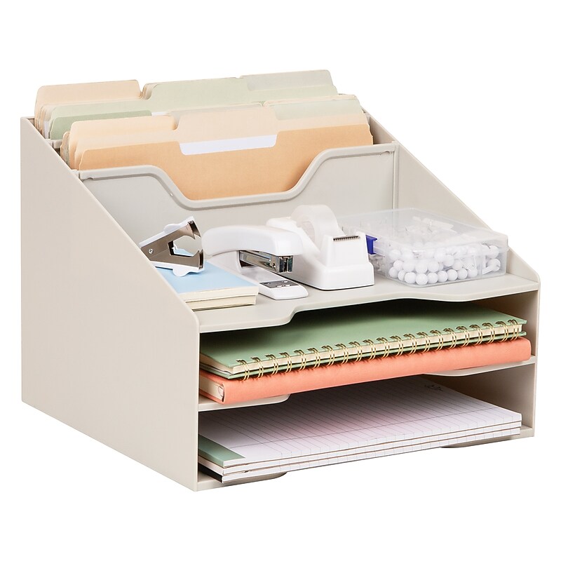 Mind Reader 5-Compartment Plastic Desk Tray, Beige (ANCHBOX5-BEI) image 1