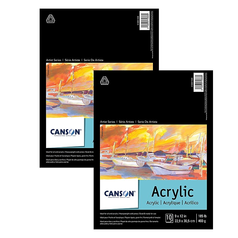 Canson Artist Series 9" x 12" Acrylic Pad, 10 Sheets/Pad, 2 Pads/Bundle (MCXC100511035-2) image 1
