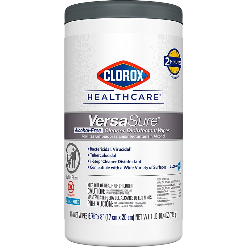 Clorox Healthcare VersaSure Cleaner Disinfectant Wipes, 85 Wipes/Container (31757) image 1