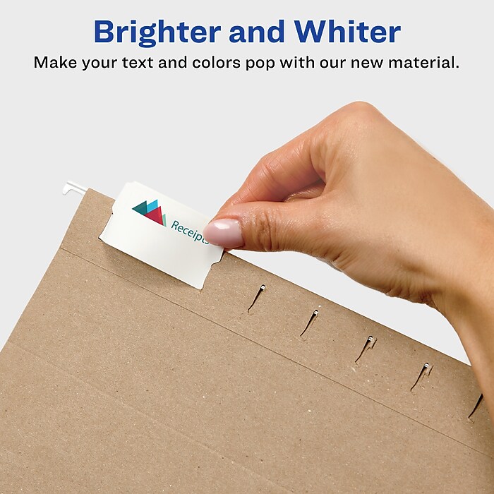 Avery Laser/Inkjet Permanent Adhesive Hanging File Tabs, White, 90