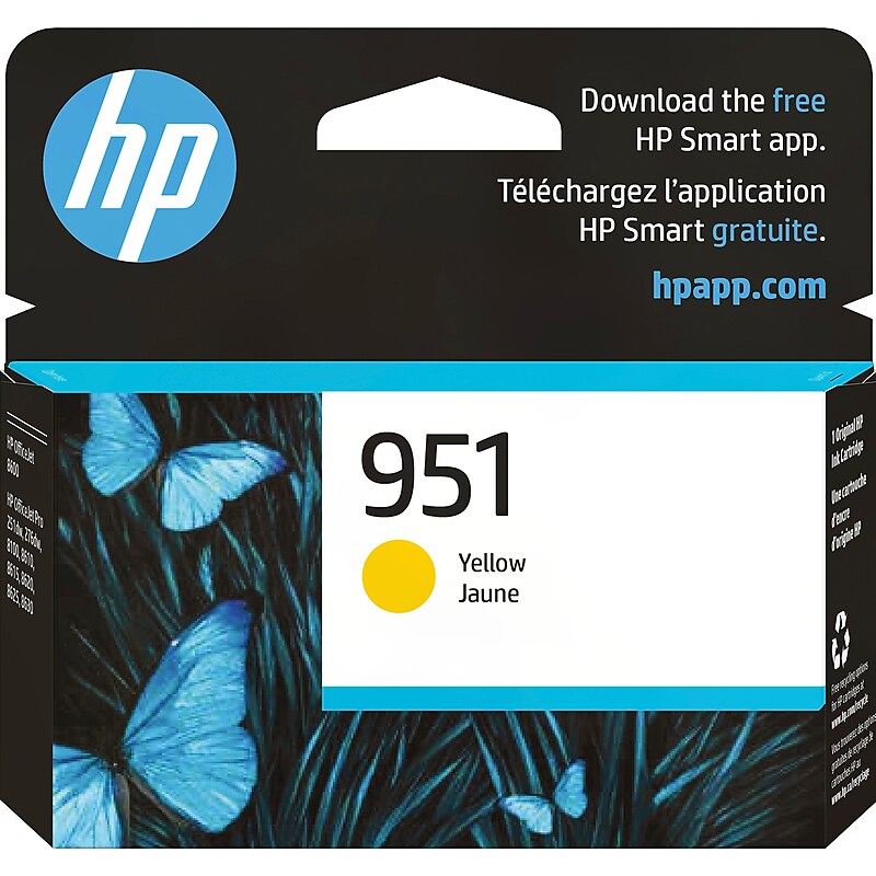 HP 951 Yellow Standard Yield Ink Cartridge, Prints Up to 700 Pages (CN052AN#140) image 1