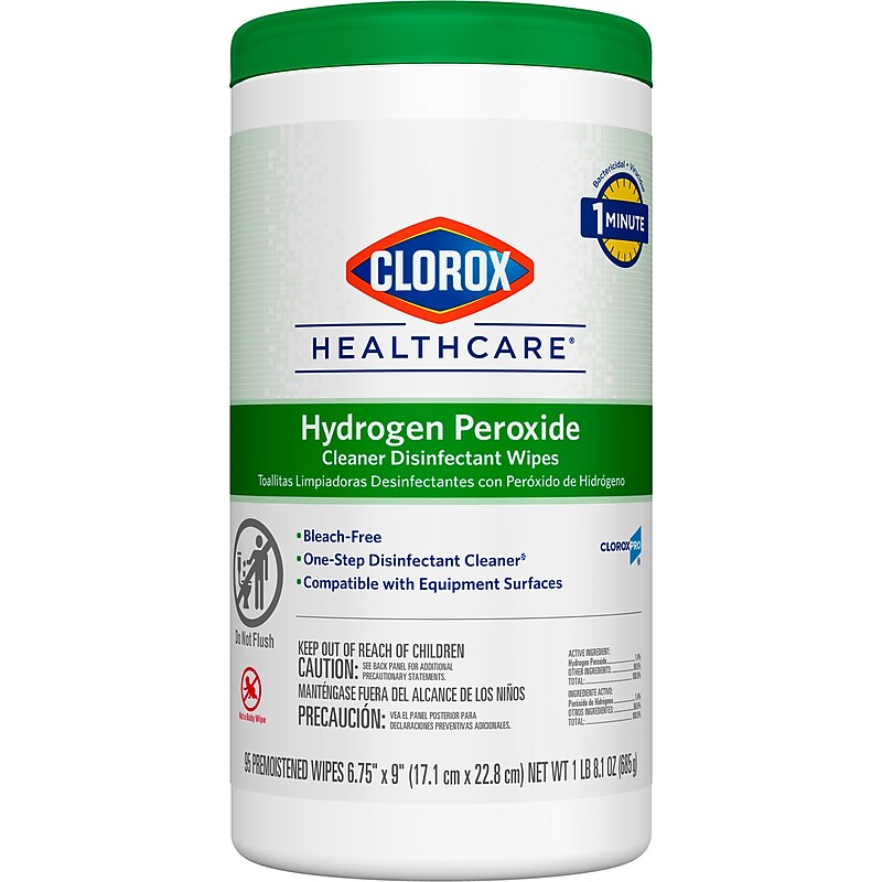 Clorox Healthcare Hydrogen Peroxide Cleaner Disinfectant Wipes, 95 Wipes/Canister (30824) image 1
