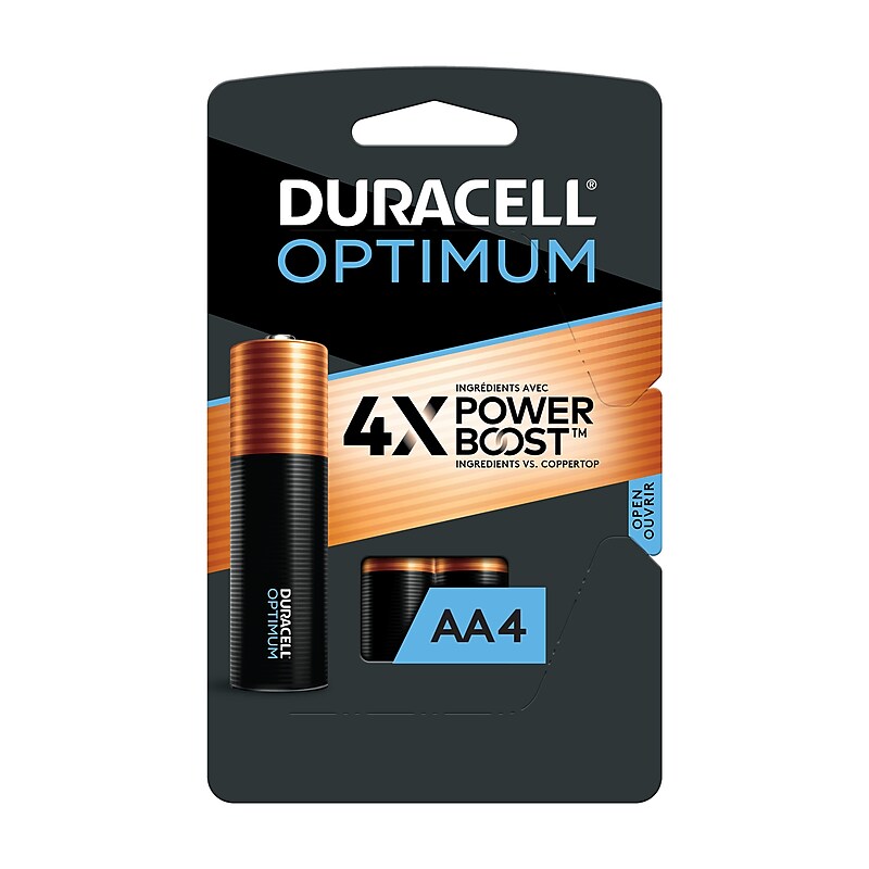 Duracell Optimum AA Alkaline Battery, 4/Pack (OPT1500B4PRT) image 1