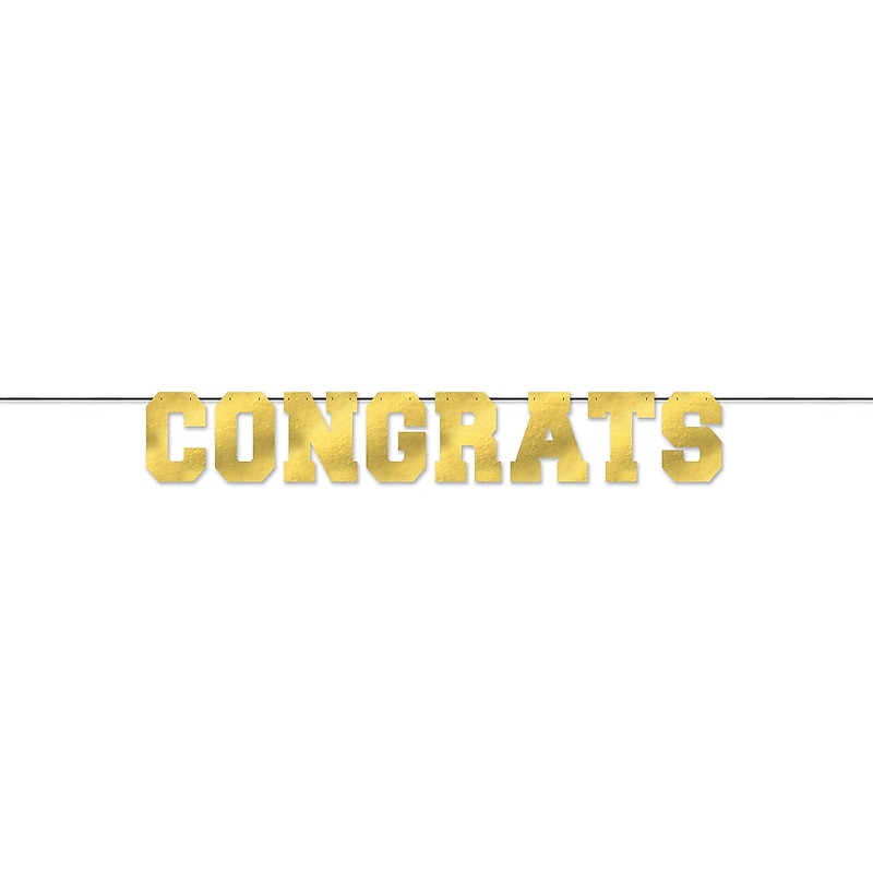 Party City Congrats Letter Banner, Metallic Gold (AM120740-NS) image 1