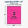 Avery Laser/Inkjet Sealing Labels, 5-7/8" x 4", Neon Magenta, 60 Labels/Pack (19479370809)~#|#~EACF4F68-C97B-4CD5-84EBF9BF692E6FFF_sc7