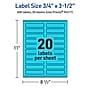 Avery Printable Rectangle Multipurpose Labels, 0.75" x 3.5", Bright Blue, 400/Pack (94217)~#|#~EAD15EA1-F7D6-49B3-84D6B09CB2C9BFFE_sc7