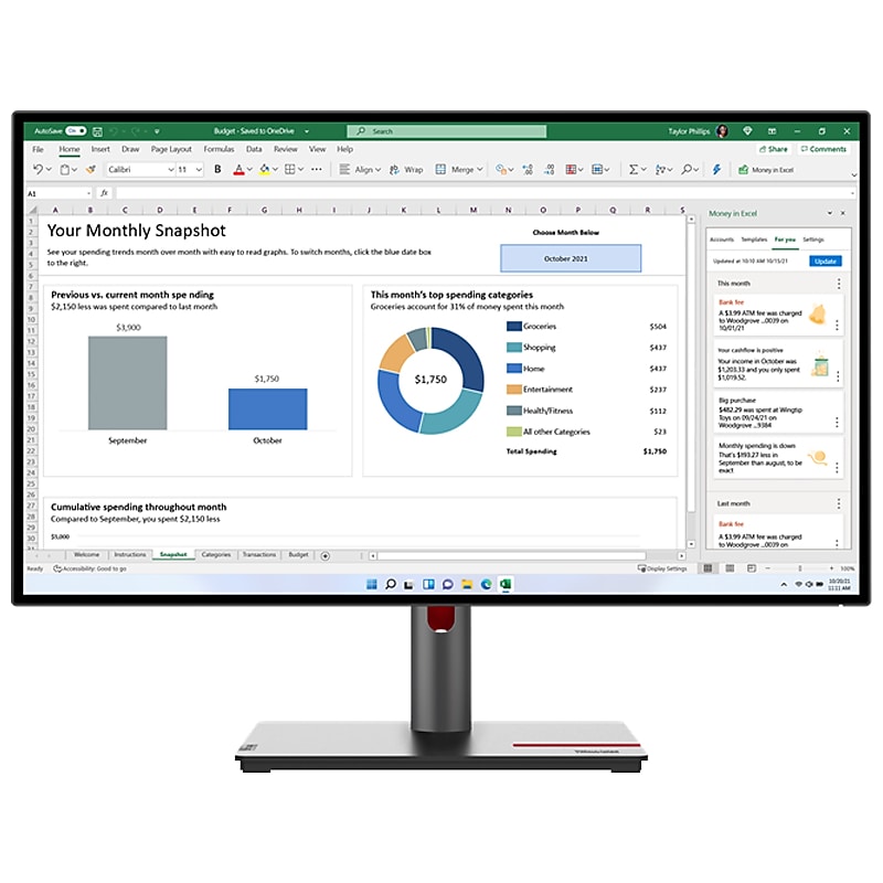 Lenovo ThinkVision P27h-30 27" 60 Hz LCD Monitor, Raven Black (63A1GAR1US) image 1