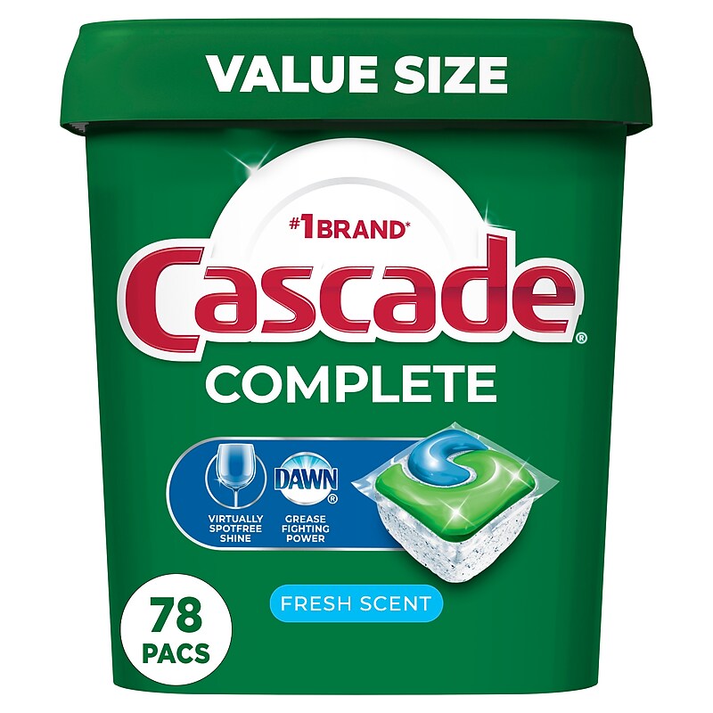 Cascade Complete ActionPacs Dishwashing Detergent Pod, Fresh Scent, 78 Pods/Box (97722) image 1