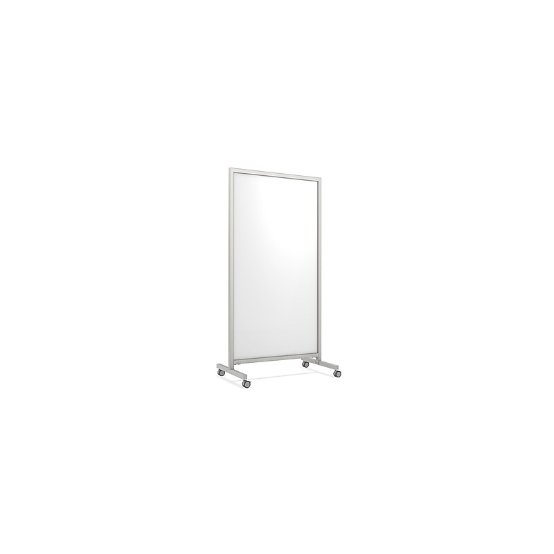 Ghent EZ Magnetic Glass Mobile Dry-Erase Whiteboard, Aluminum Frame, 75"H x 38"W (EZ1MA7538WH) image 1