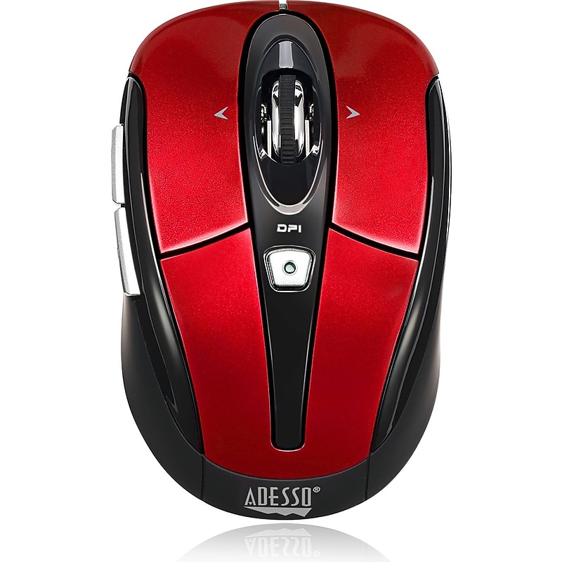 Adesso iMouse S60R 2.4 GHz Wireless Programmable Nano Mouse, Black/Red image 1
