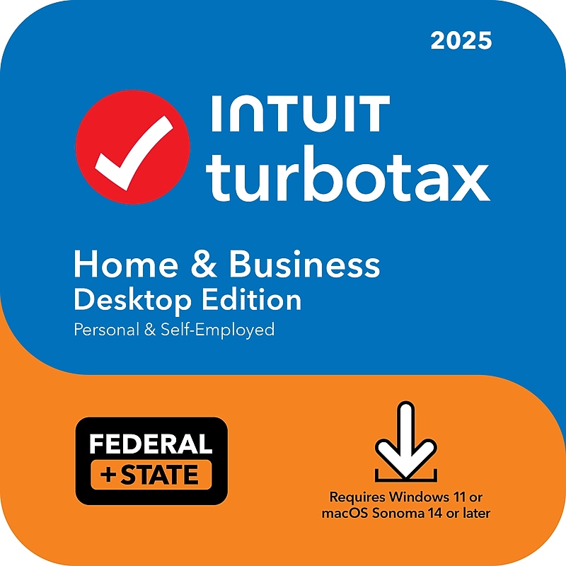 TurboTax Home & Business Desktop Edition 2025, Federal & State Tax Return for 1 User, Windows/Mac, Download (INT940800V147) image 1
