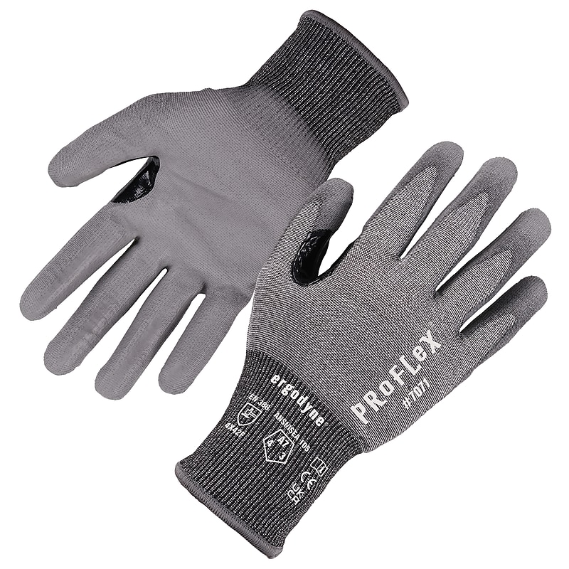 Ergodyne ProFlex 7071 PU Coated Cut-Resistant Gloves, ANSI A7, Gray, XL, 1 Pair (18075) image 1