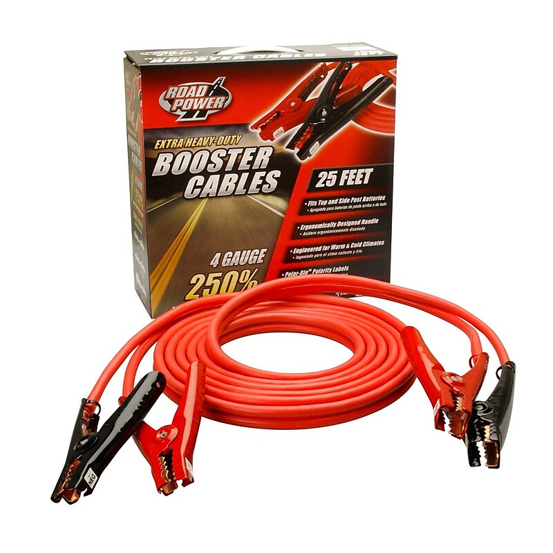 Coleman Cable 08662 4-Gauge Extra Heavy Duty Booster Cables, Polar-Glo Clamps, 25-Feet image 1