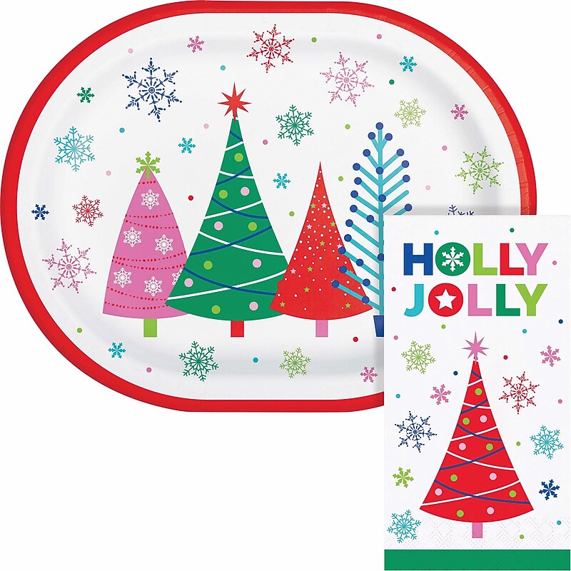 Say Hooray! Joyful and Jolly Paper Plates and Guest Towels Kit, Multicolored, 48/Pack (DTC9404E2H) image 1