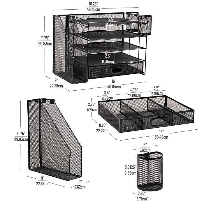 Mind Reader 3-Tier Metal Desk Organizer, Black (MAG5C-BLK) | Staples