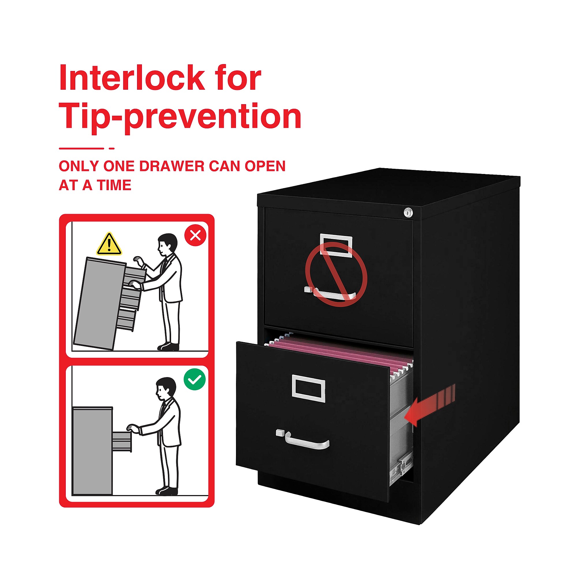 Staples Heavy Duty 2 File Drawers Vertical File Cabinet, Black, Legal, 26.5″D (13447D) Sansujyuku sansujyuku.com
