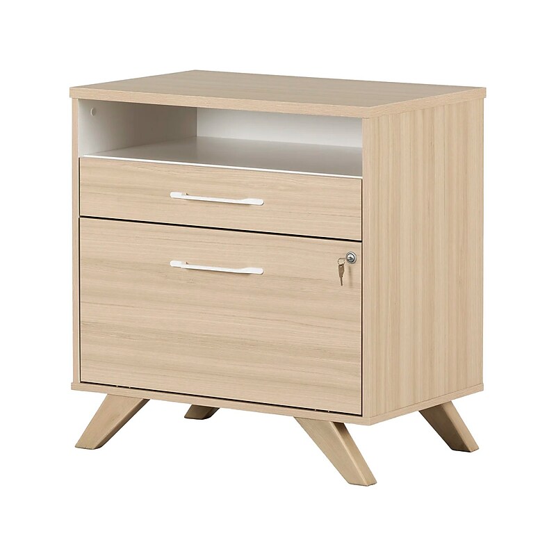 South Shore Helsy 2-Drawer Lateral File Cabinet, Letter/Legal Size, Lockable, 30.25"H x 29"W x 18.5"D, Soft Elm/White (13304) image 1