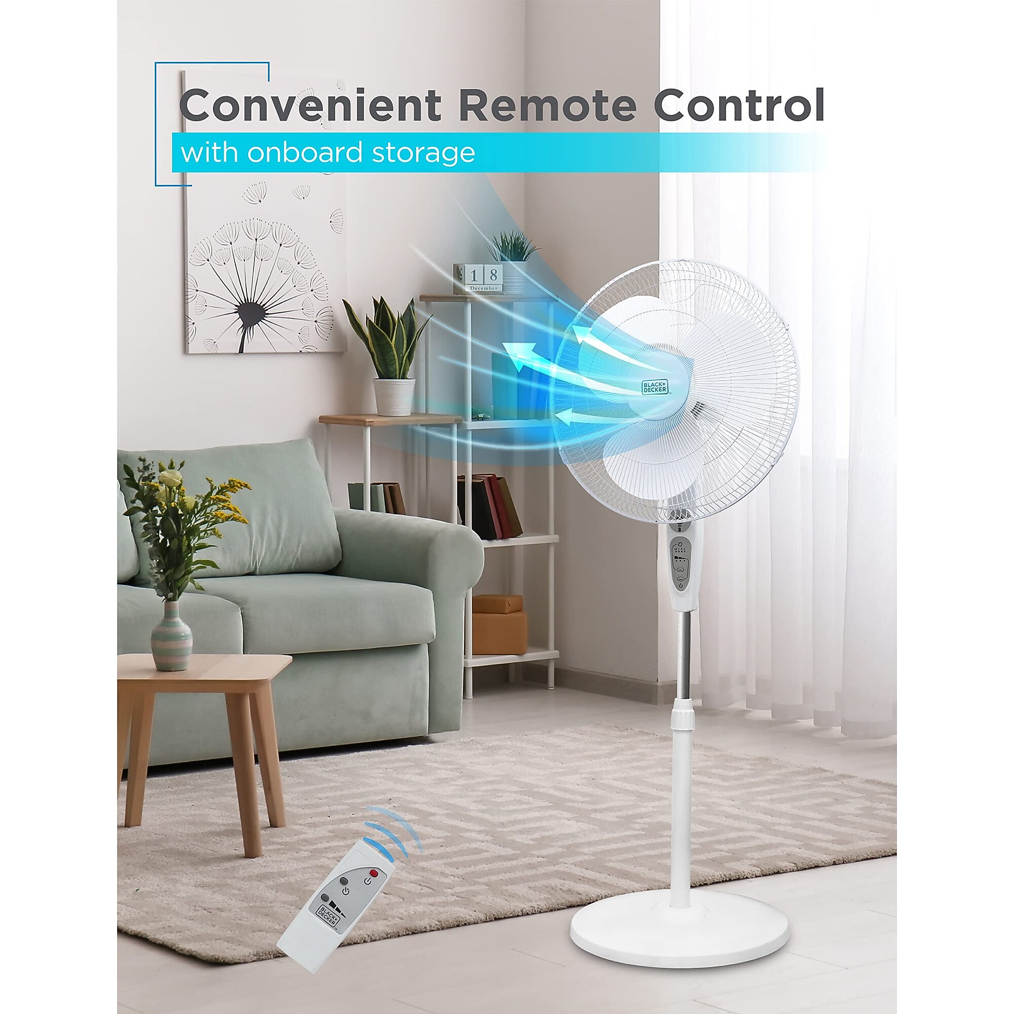 Black & Decker 18″ Oscillating Pedestal Fan, 3-Speed, White (BFSR18″W) Sansujyuku sansujyuku.com