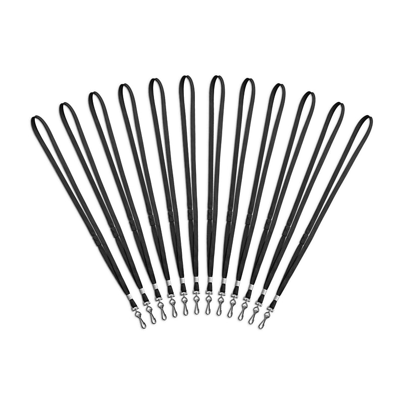 Staples Breakaway Lanyards, 36" Length, Nylon, Black, 12/Pack (18910) image 1
